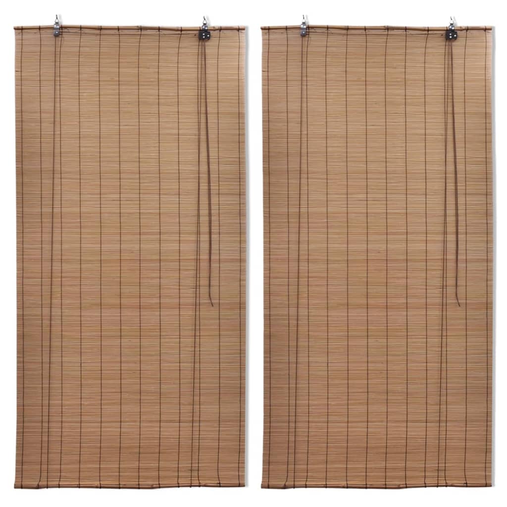 Stores à rouleaux vidaxl 2 pcs 100x160 cm en brun bambou