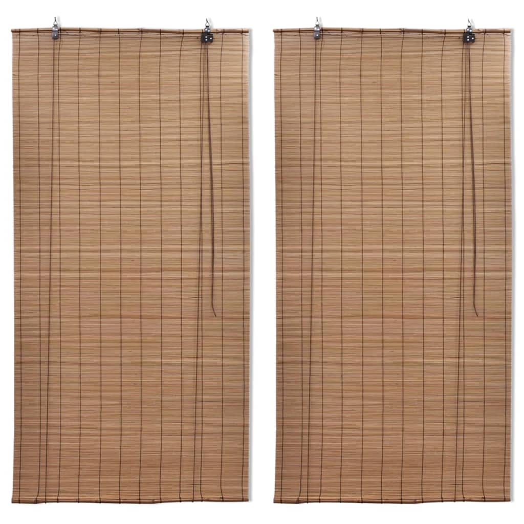 Vidaxl Roller Blinds 2 PCS 120x220 cm Bamboo Brown