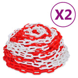 Vidaxl Safety chains 2 pcs 30 m plastic red and white