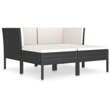 Vidaxl 4-delige loungeset met kussens poly rattan zwart