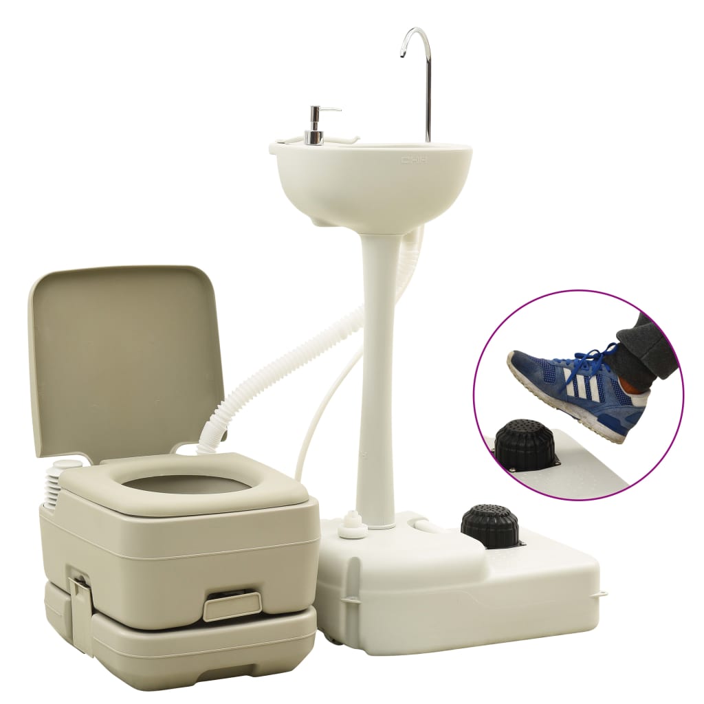 Vidaxl Camping Room and Sink Set 10 + 10 et 20 L Gray