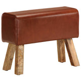 Vidaxl bankje turnbok 58 cm echt leer en massief mangohout bruin