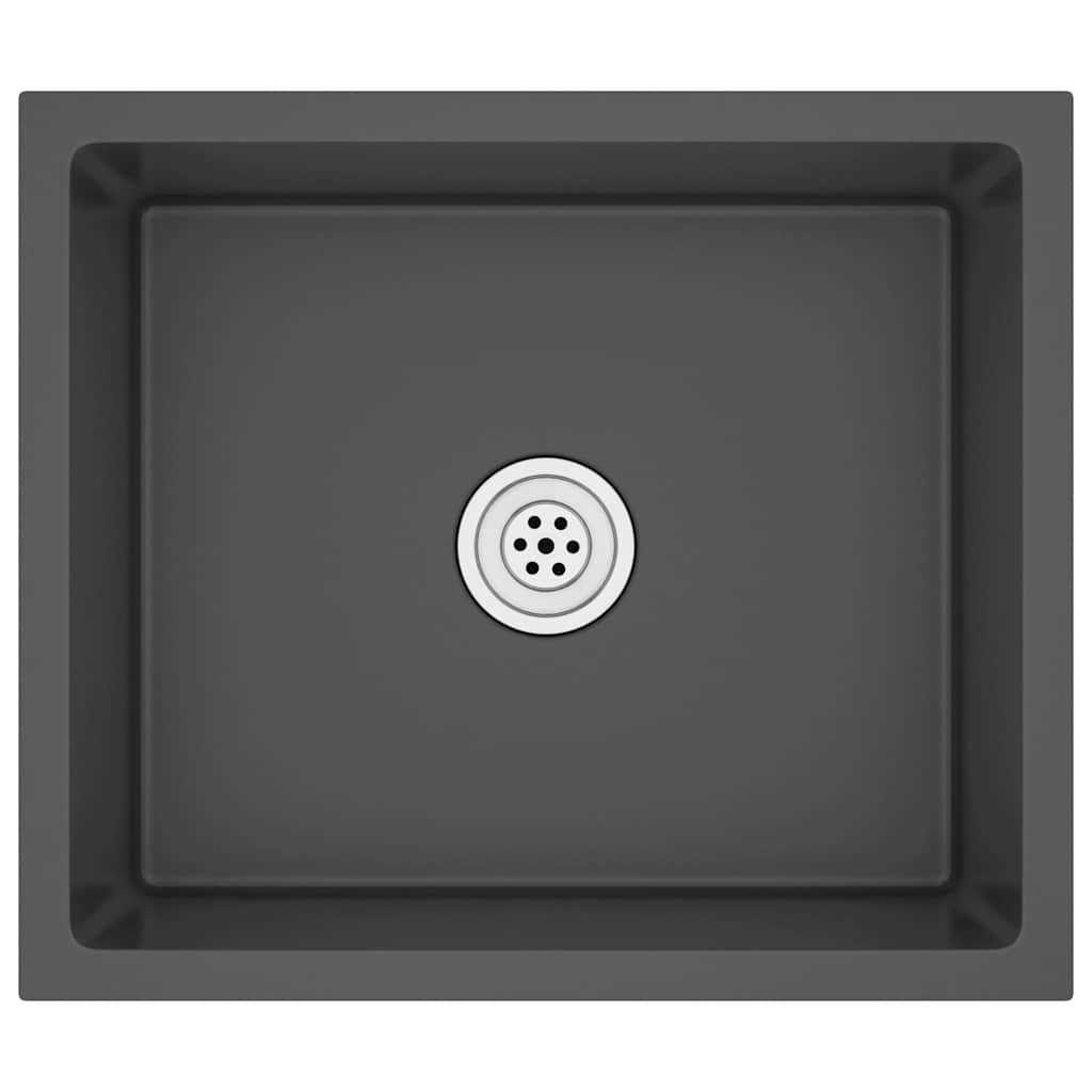 Puits vidaxl à la main en acier inoxydable noir