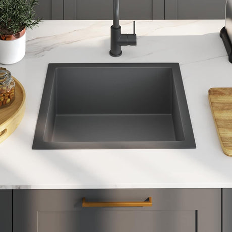 Puits vidaxl à la main en acier inoxydable noir