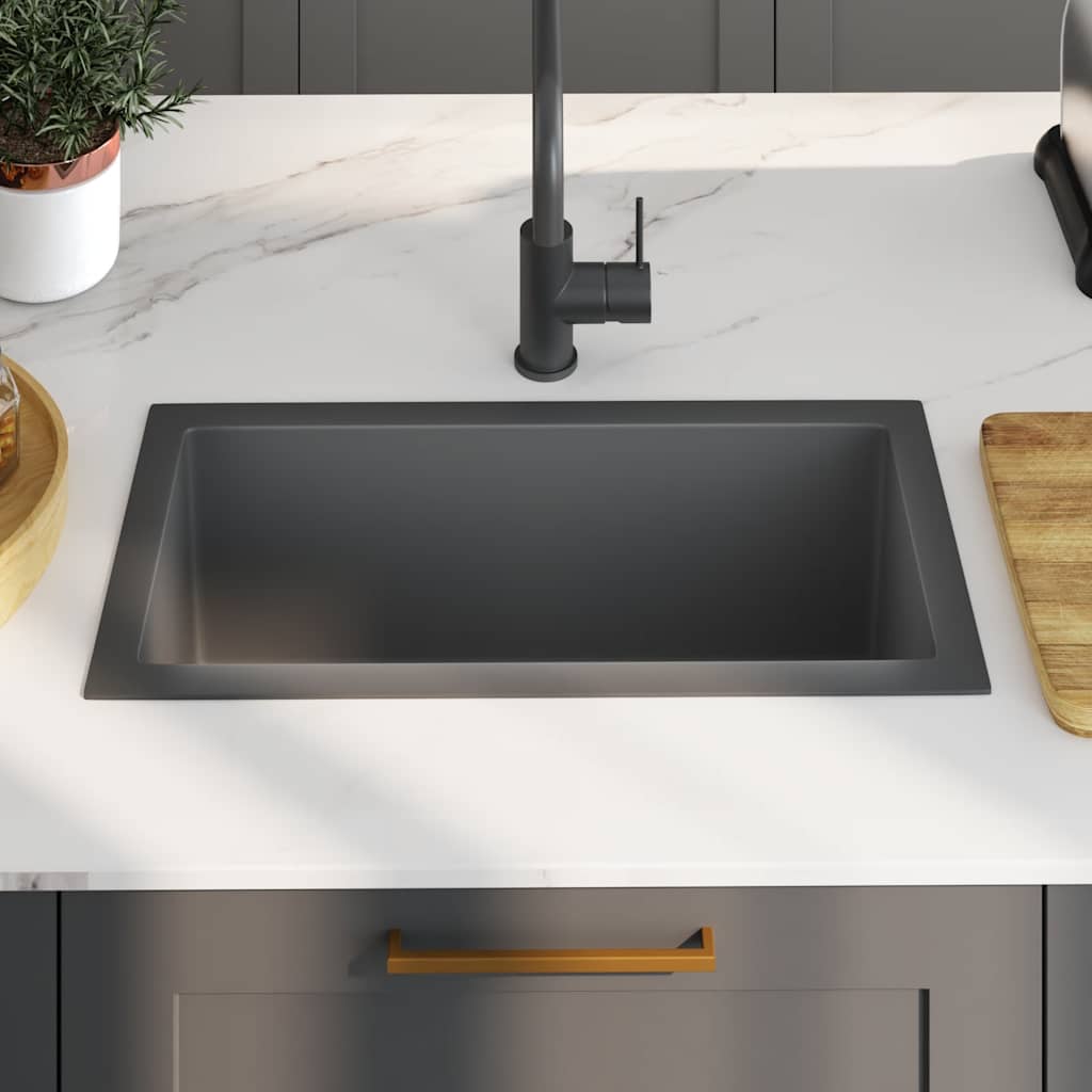Puits vidaxl à la main en acier inoxydable noir