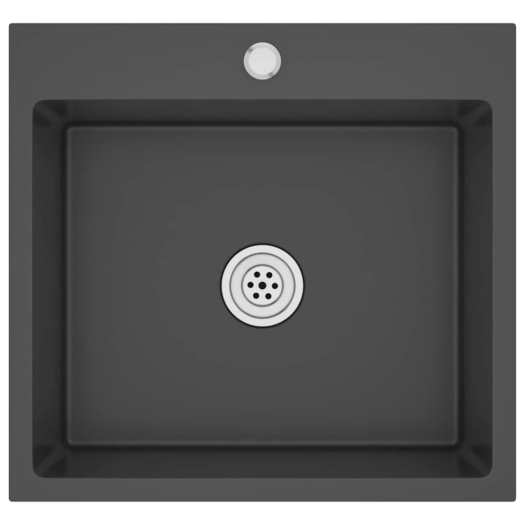 Puits vidaxl à la main en acier inoxydable noir