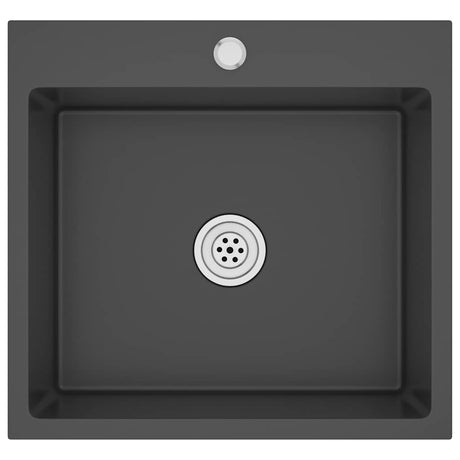 Puits vidaxl à la main en acier inoxydable noir