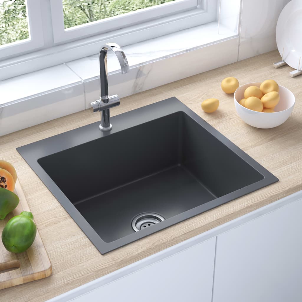 Vidaxl sink handmade stainless steel black