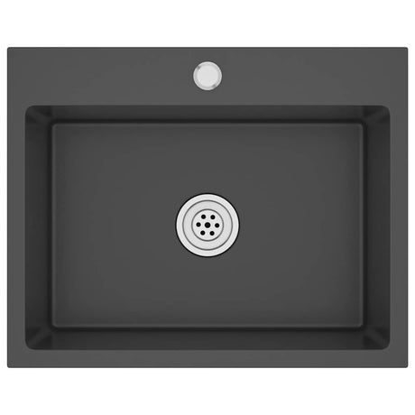 Puits vidaxl à la main en acier inoxydable noir