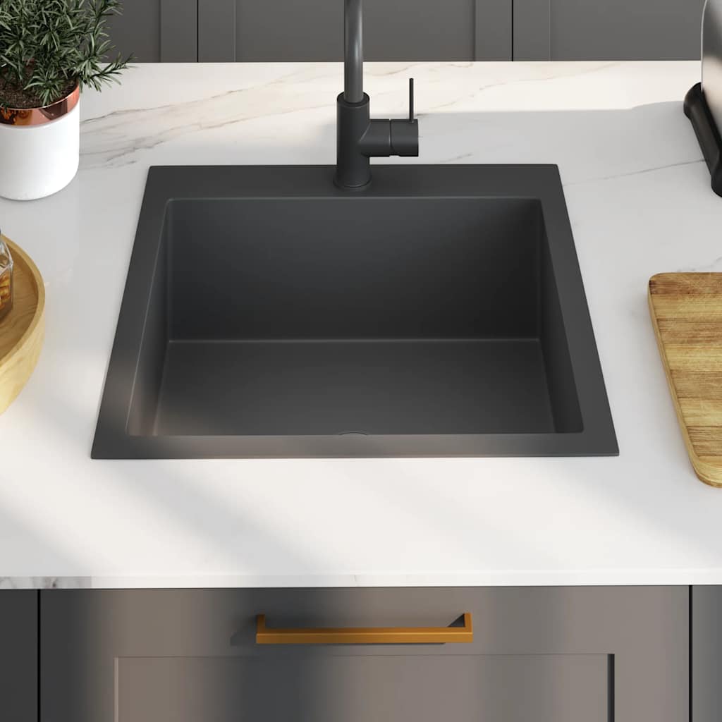 Puits vidaxl à la main en acier inoxydable noir