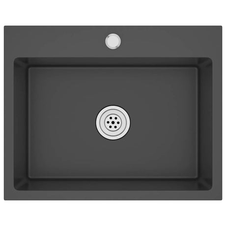 Puits vidaxl à la main en acier inoxydable noir