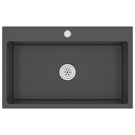 Puits vidaxl à la main en acier inoxydable noir