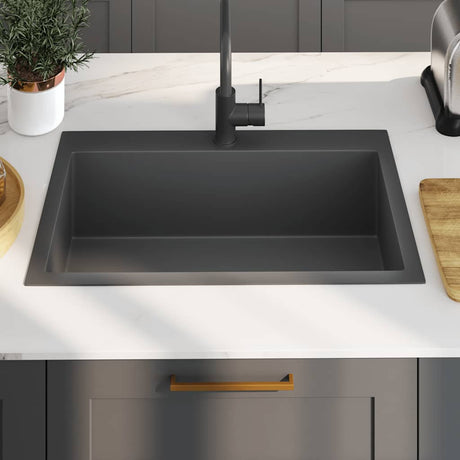 Puits vidaxl à la main en acier inoxydable noir