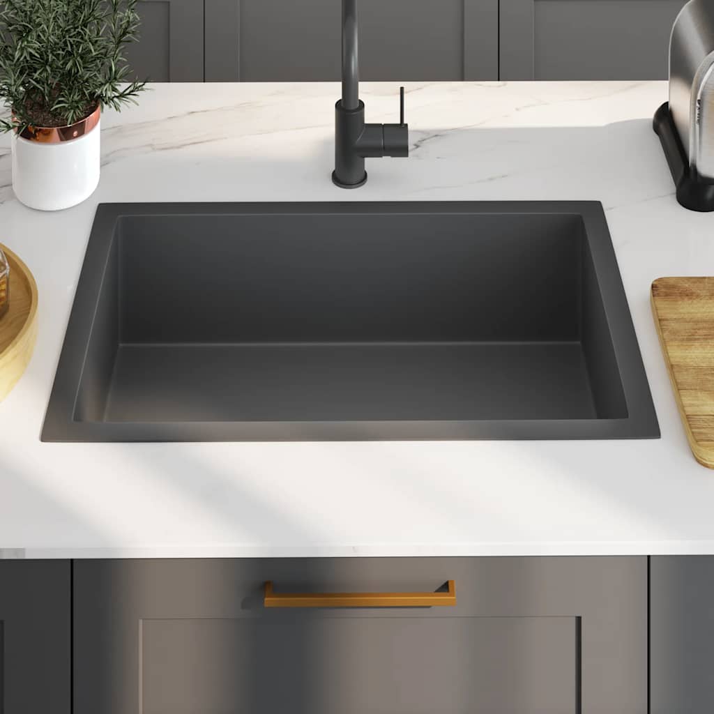 Puits vidaxl à la main en acier inoxydable noir