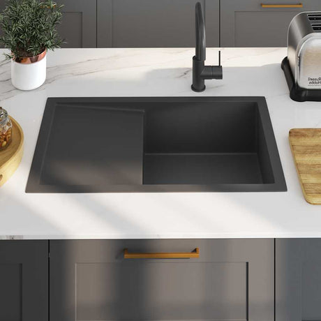 Puits vidaxl à la main en acier inoxydable noir