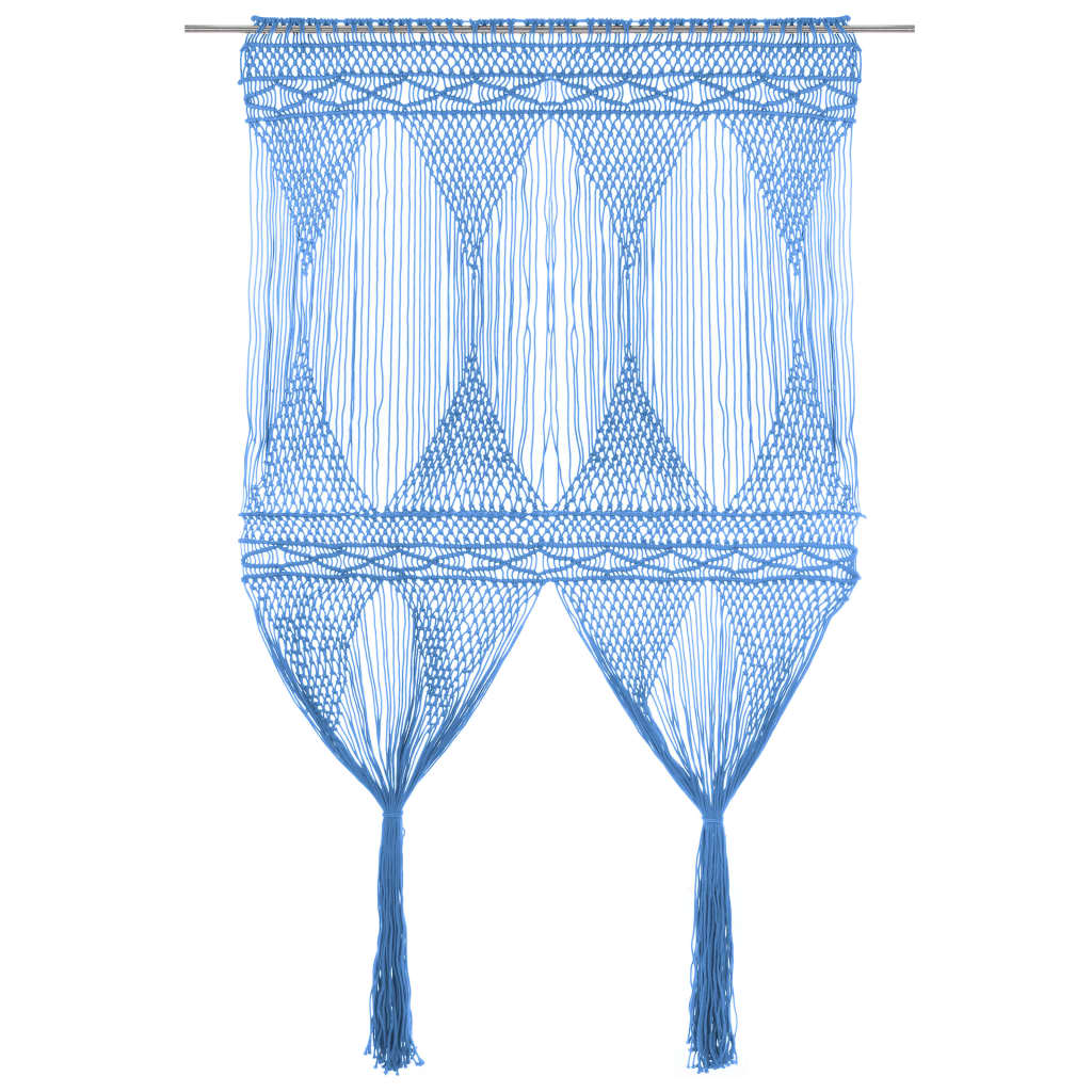 Vidaxl Curtain Macramé 140x240 cm Cotton Blue