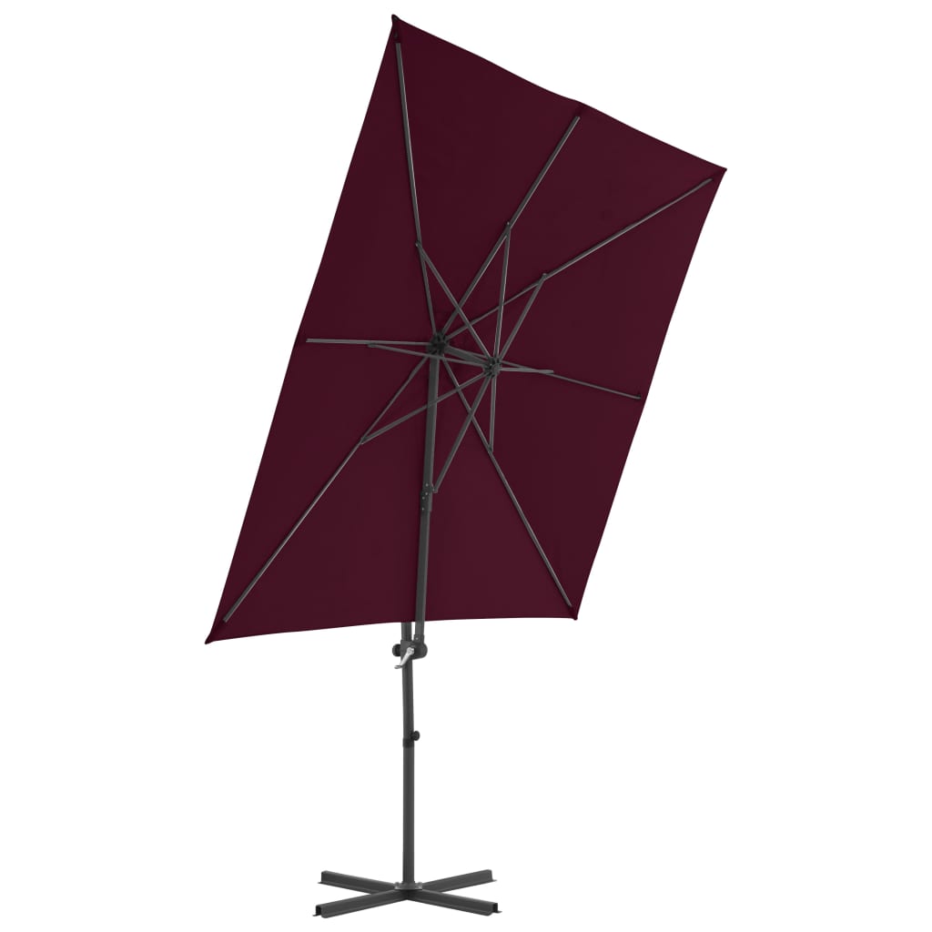 Vidaxl zweefparasol met stalen paal 250x250 cm bordeauxrood