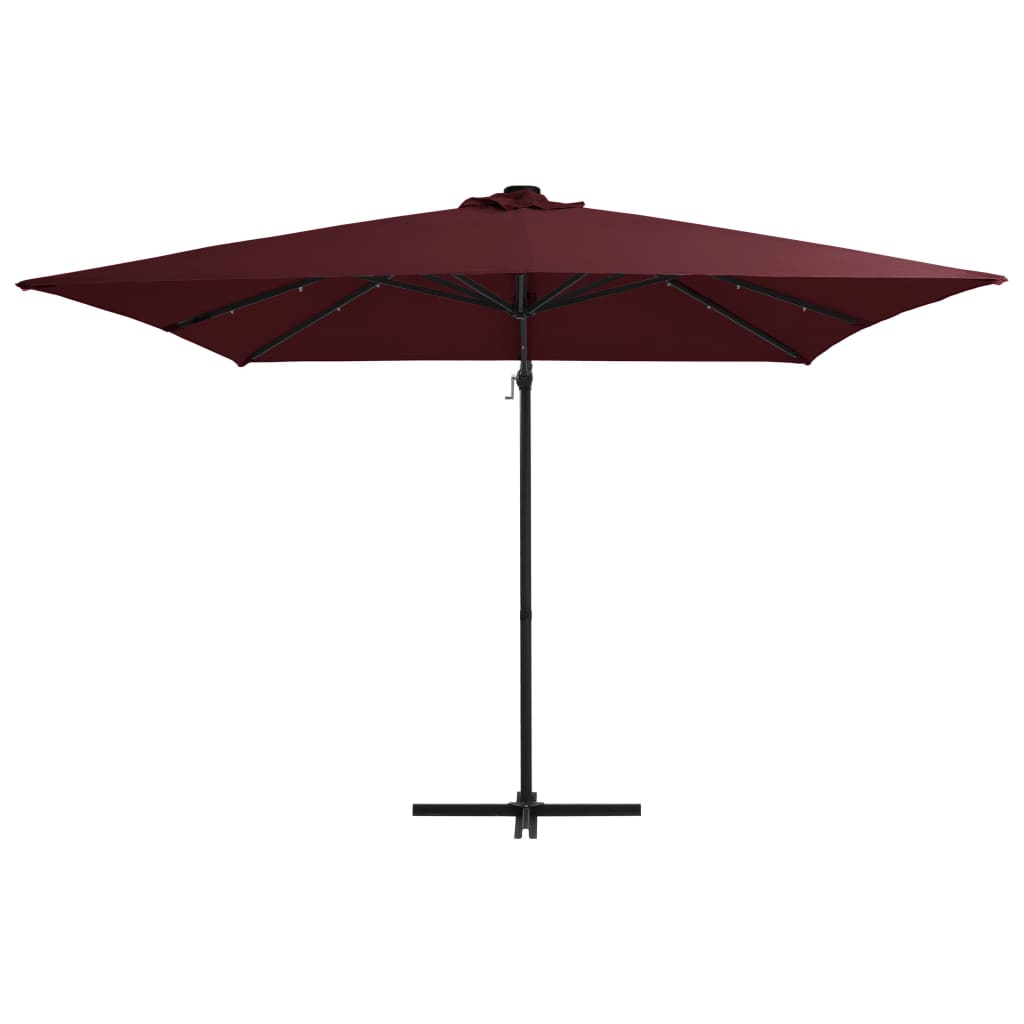 Parasol flottant vidaxl avec éclairage LED 250x250 cm rouge Bordeaux