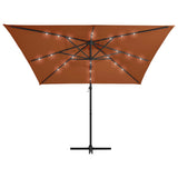 Vidaxl Floating parasol with LED lighting 250x250 cm terracotta-colored