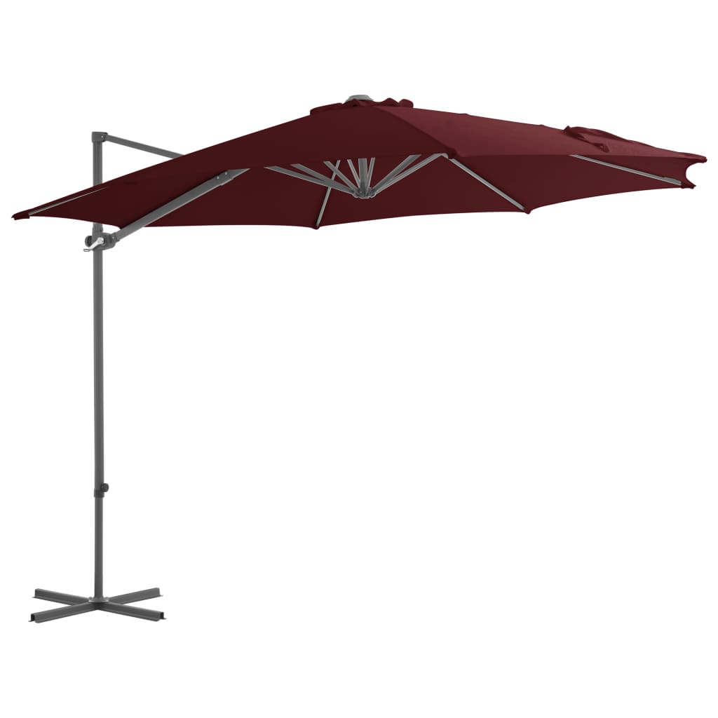 Vidaxl Floating parasol with steel pole 300 cm Bordeaux red