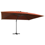 Vidaxl zweefparasol met led-verlichting 400x300 cm terracottakleurig