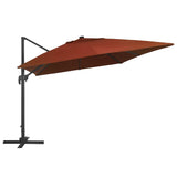 Vidaxl zweefparasol met led-verlichting 400x300 cm terracottakleurig