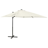 Parasol flottant vidaxl avec poteau et éclairage à LED 250 cm de couleur sable