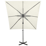 Parasol flottant vidaxl avec poteau et éclairage à LED 250 cm de couleur sable