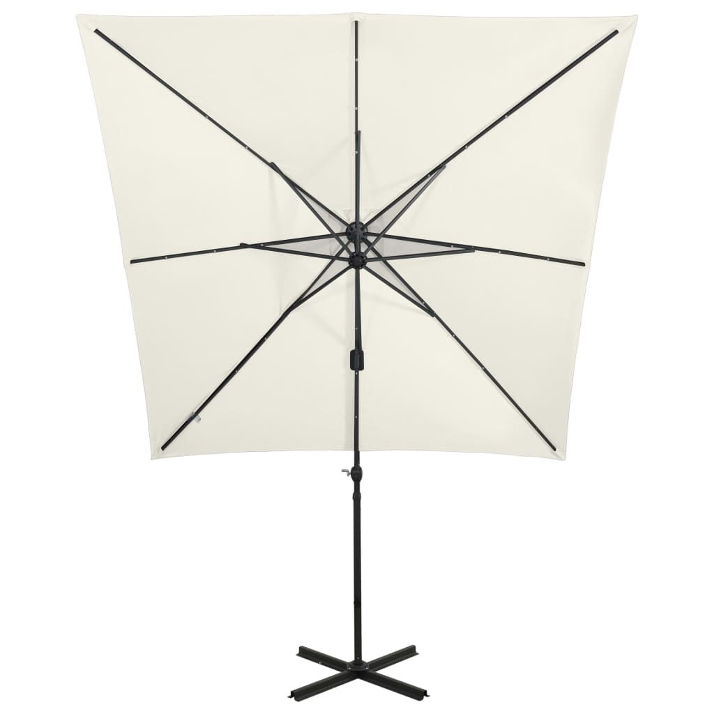 Vidaxl Floating parasol with pole and LED lighting 250 cm sand-colored