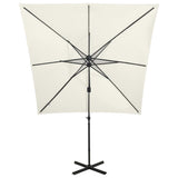 Vidaxl Floating parasol with pole and LED lighting 250 cm sand-colored