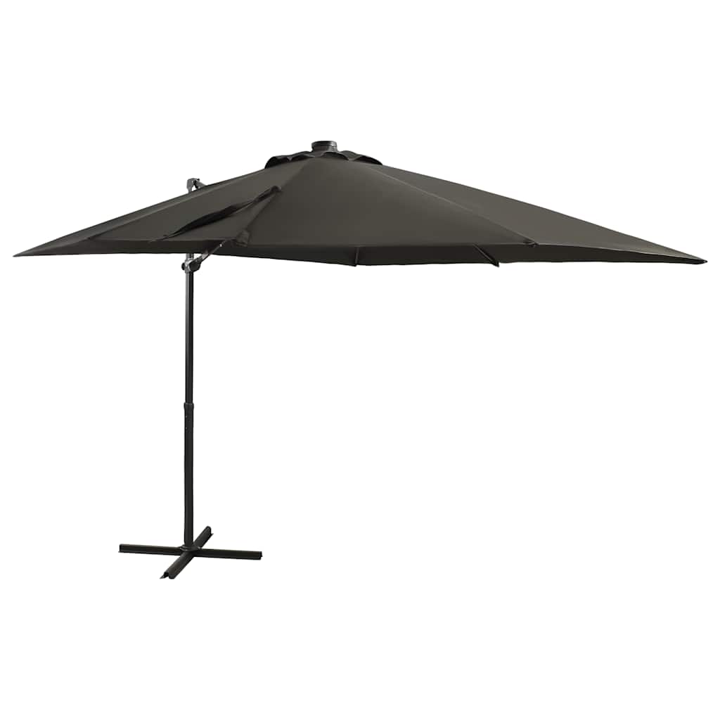 Vidaxl Parasol flottant avec poteau et éclairage LED Couleur anthracite de 250 cm