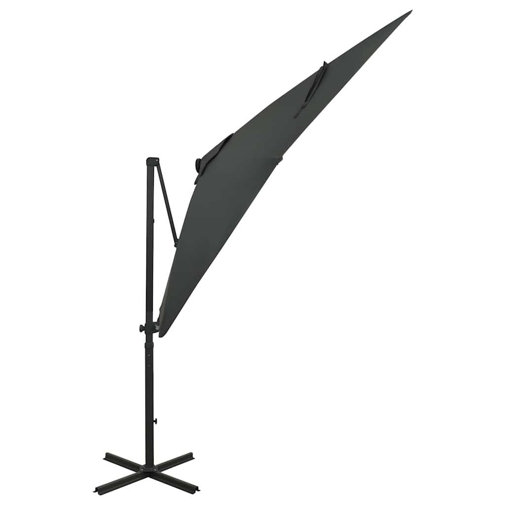 Vidaxl Parasol flottant avec poteau et éclairage LED Couleur anthracite de 250 cm