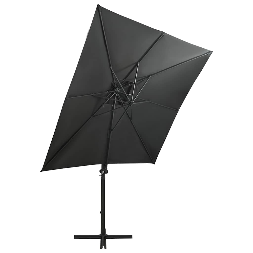 Vidaxl Parasol flottant avec poteau et éclairage LED Couleur anthracite de 250 cm