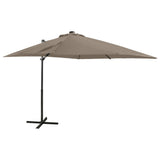 Vidaxl flydende parasol med stang og LED -belysning 250 cm taupe