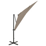 Vidaxl Parasol flottant avec poteau et éclairage LED 250 cm taupe