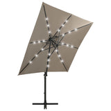 Vidaxl flydende parasol med stang og LED -belysning 250 cm taupe