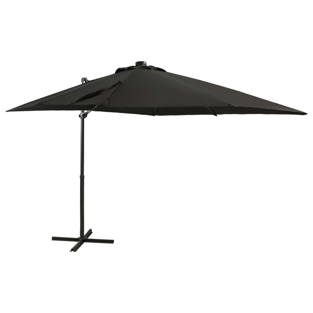 Vidaxl pływający parasol z oświetleniem bieguna i LED 250 cm czarny