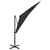 Vidaxl Parasol flottant avec poteau et éclairage LED 250 cm noir