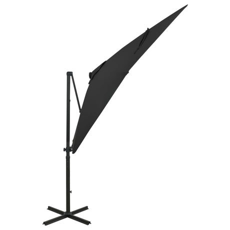 Vidaxl Parasol flottant avec poteau et éclairage LED 250 cm noir