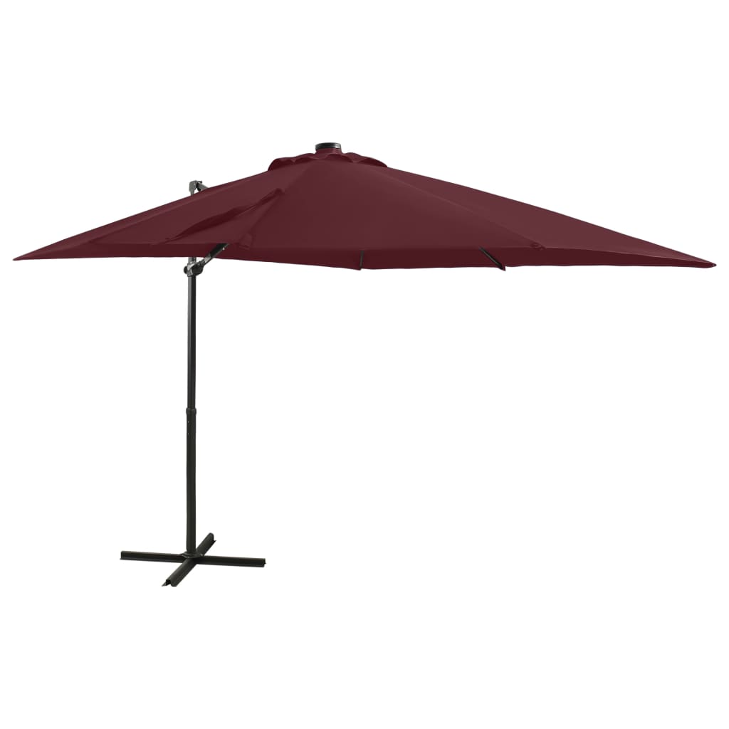 Vidaxl schwimmend Parasol mit Pol und LED -Beleuchtung 250 cm Bordeaux Rot