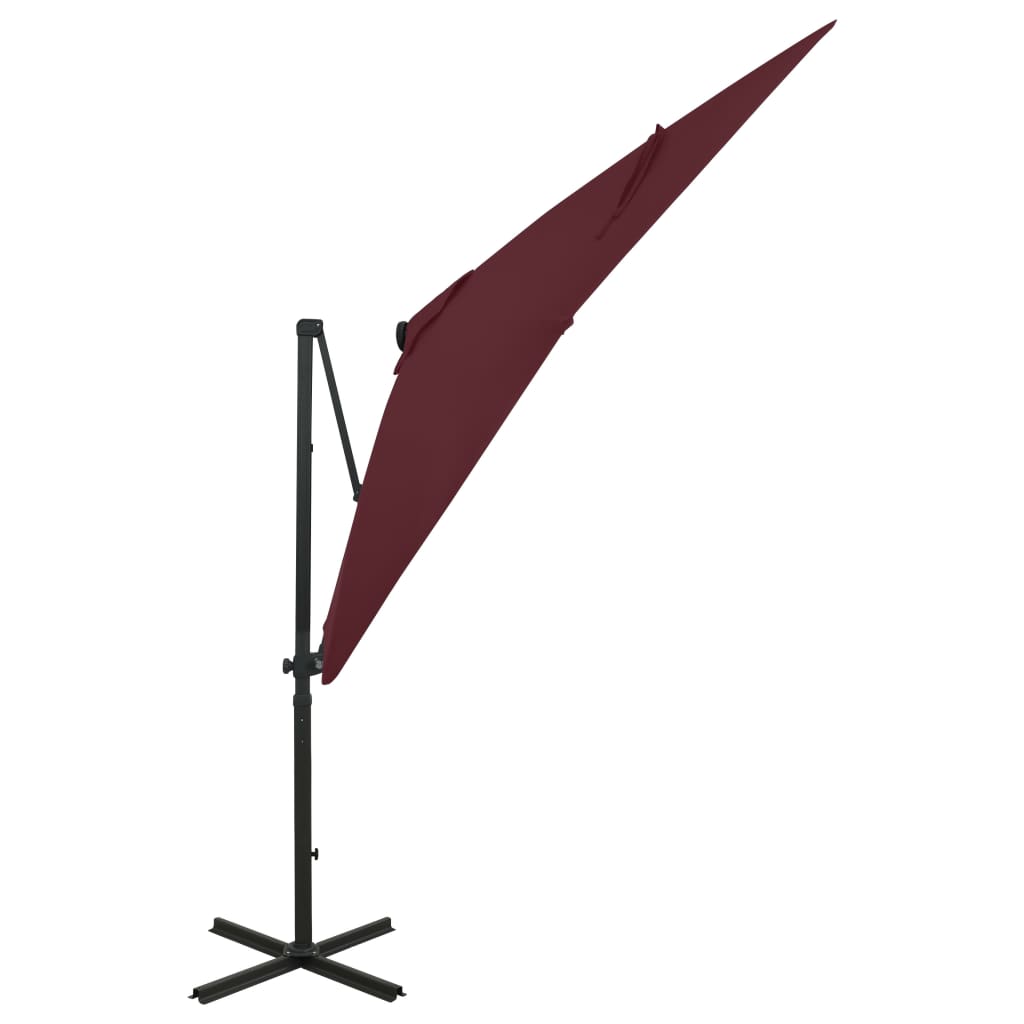 Vidaxl schwimmend Parasol mit Pol und LED -Beleuchtung 250 cm Bordeaux Rot