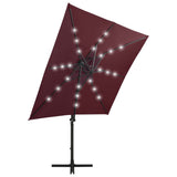 Vidaxl schwimmend Parasol mit Pol und LED -Beleuchtung 250 cm Bordeaux Rot