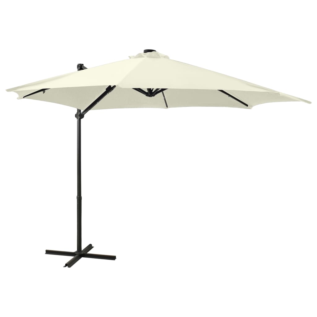 Vidaxl Floating parasol with pole and LED lighting 300 cm sand-colored