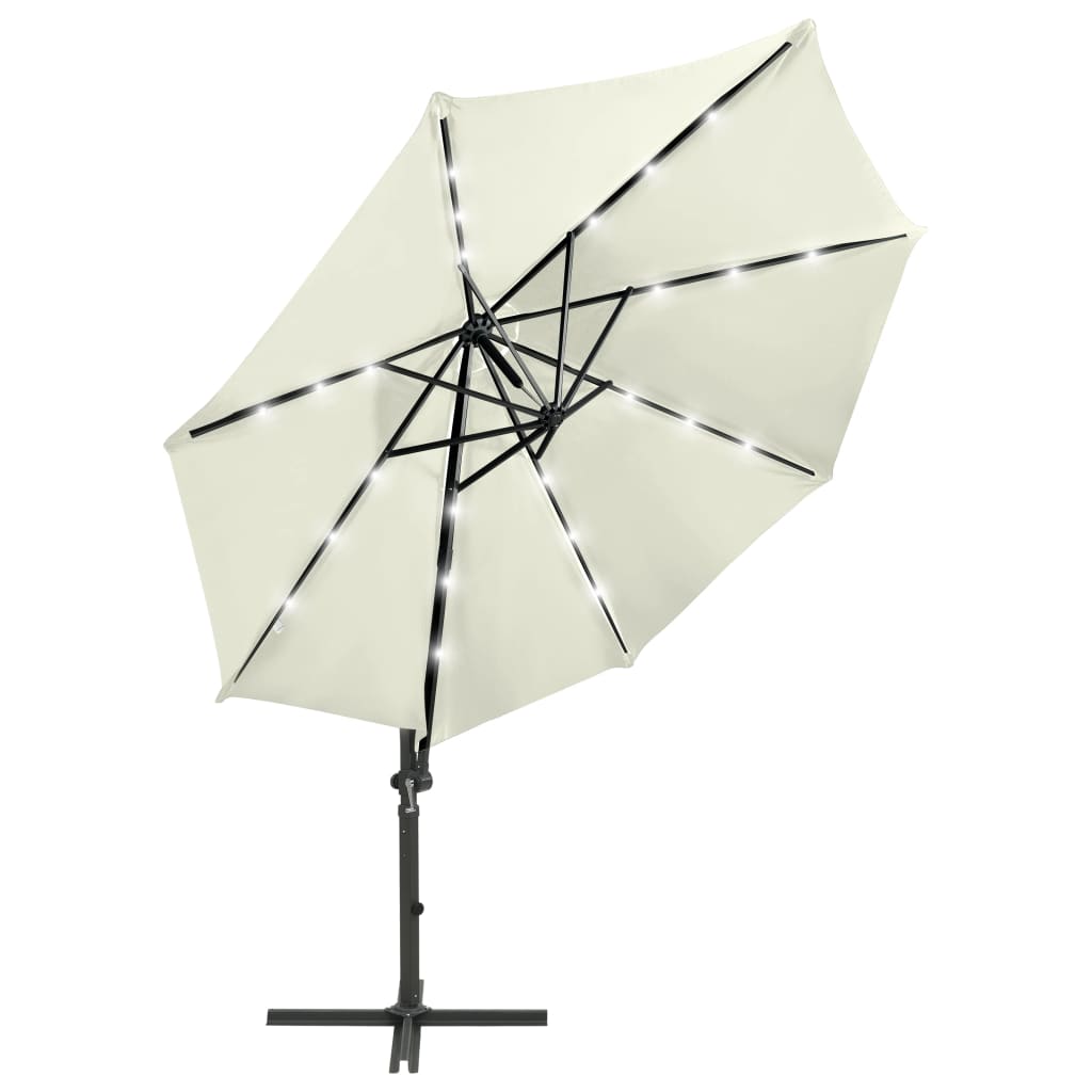 Vidaxl Floating parasol with pole and LED lighting 300 cm sand-colored