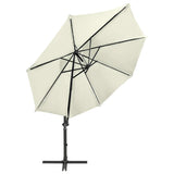 Vidaxl parasol flottant avec poteau et éclairage LED 300 cm de couleur sable