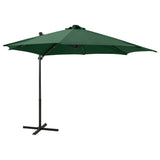 Vidaxl Parasol flottant avec poteau et éclairage LED 300 cm vert