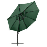 Vidaxl flydende parasol med stang og LED -belysning 300 cm grøn