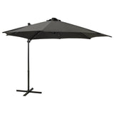 Vidaxl flytande parasol med pol och LED -belysning 300 cm antracitfärg