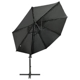 Vidaxl Parasol flottant avec poteau et éclairage LED Couleur anthracite de 300 cm