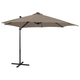 Vidaxl Parasol flottant avec poteau et éclairage LED 300 cm taupe